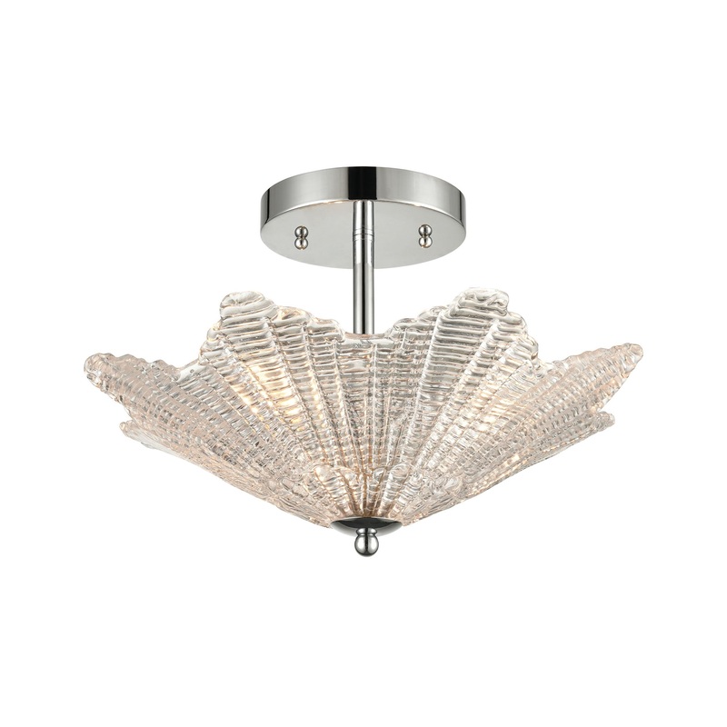 Radiance 3-Light Semi Flush with Clear Textured Glass by ELK Lighting