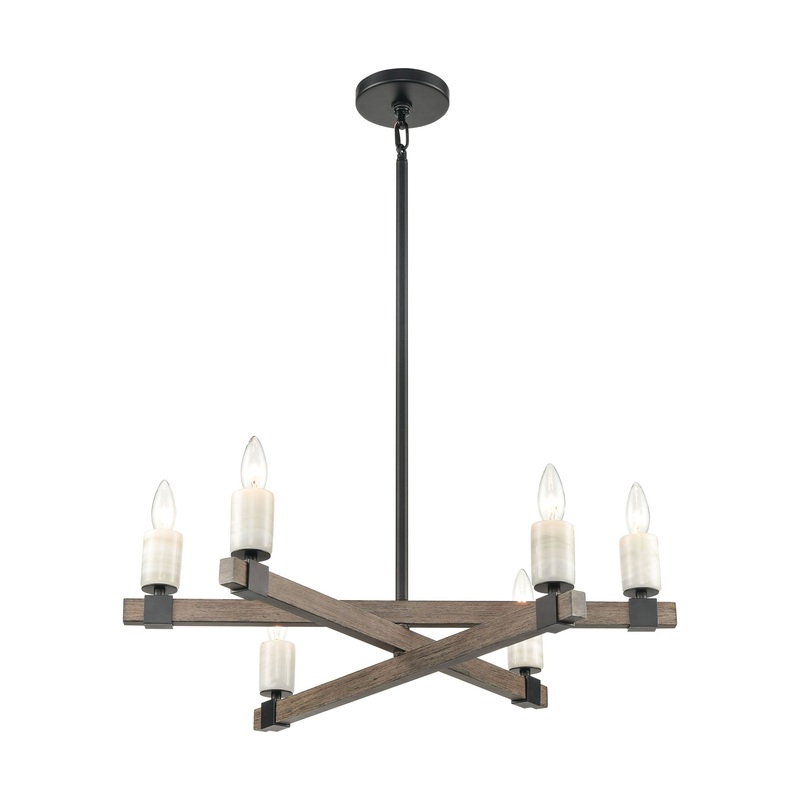Stone Manor Chandelier in Aspen and Matte Black by ELK Lighting