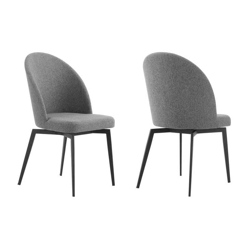 Sunny Swivel Gray Fabric and Metal Dining Room Chairs - Set of 2 By Armen Living