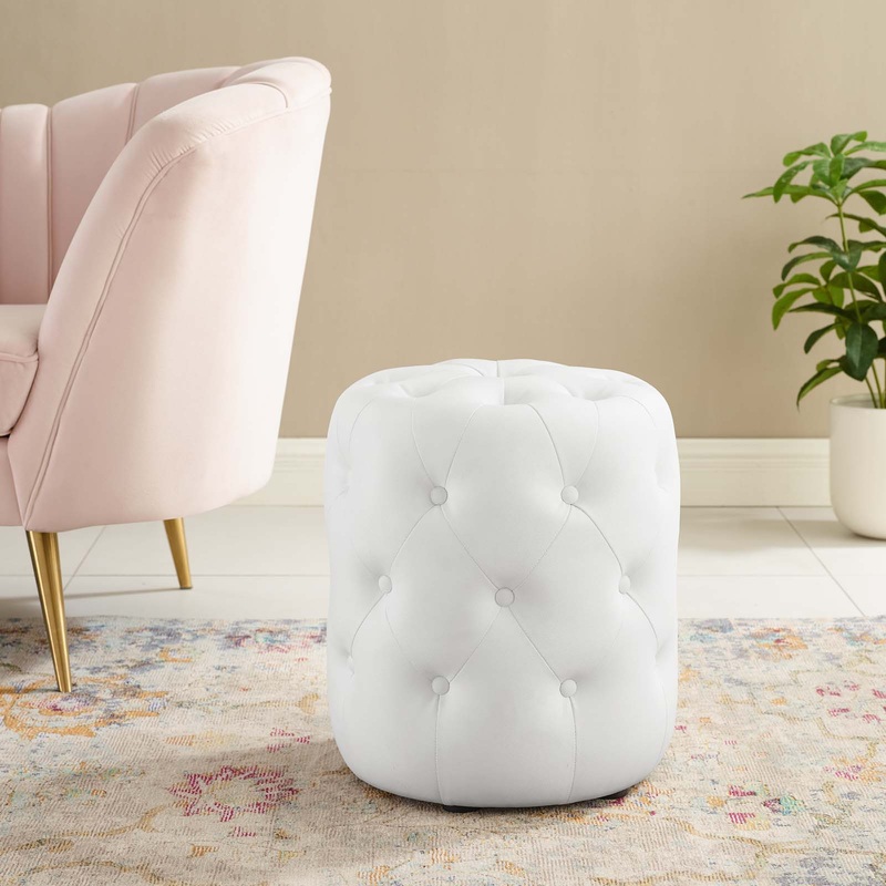 Modway Anthem Tufted Button Round Faux Leather Ottoman - EEI-3777