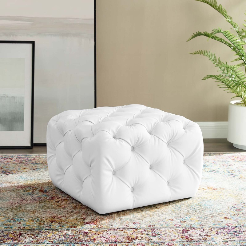 Modway Anthem Tufted Button Square Faux Leather Ottoman - EEI-3775