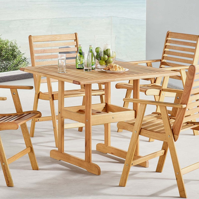 Modway Hatteras 36" Square Outdoor Patio Eucalyptus Wood Dining Table - EEI-3674