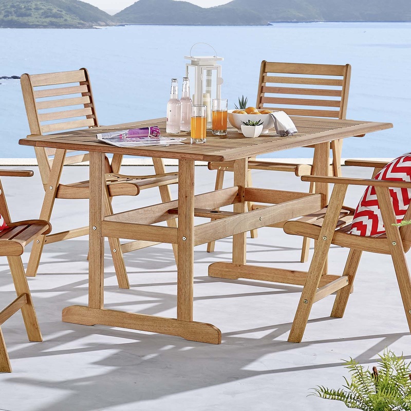Modway Hatteras 59" Rectangle Outdoor Patio Eucalyptus Wood Dining Table - EEI-3675