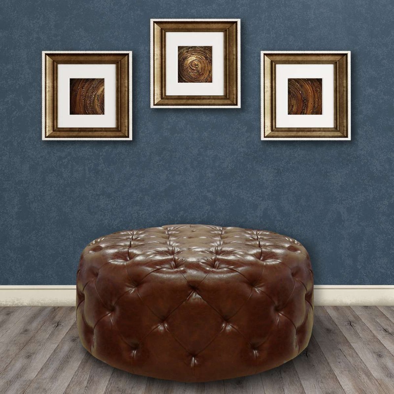 Victoria Ottoman In Brown Bonded Leather By Armen Living