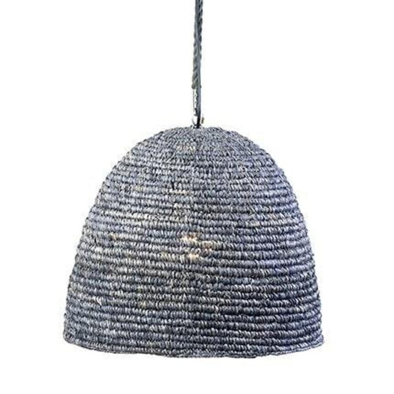 Anika Pendant Woven Raffia-Grey Wash by Jeffan