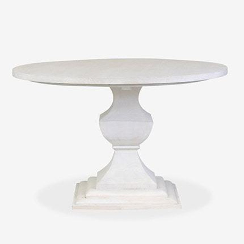 Chauncey Round Recycled Pine Wood Pedestal Dining Table Med by Jeffan