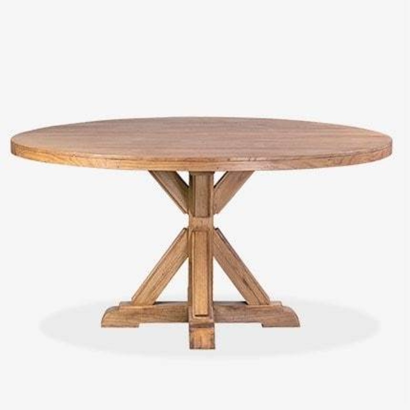 Farmhouse 60" Round Solid Pine Wood Dining Table by Jeffan
