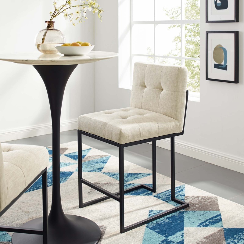 Modway Privy Black Stainless Steel Upholstered Fabric Counter Stool - EEI-3854