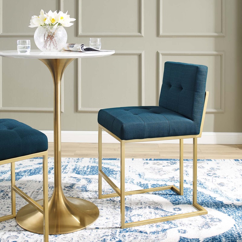 Modway Privy Gold Stainless Steel Upholstered Fabric Counter Stool - EEI-3852