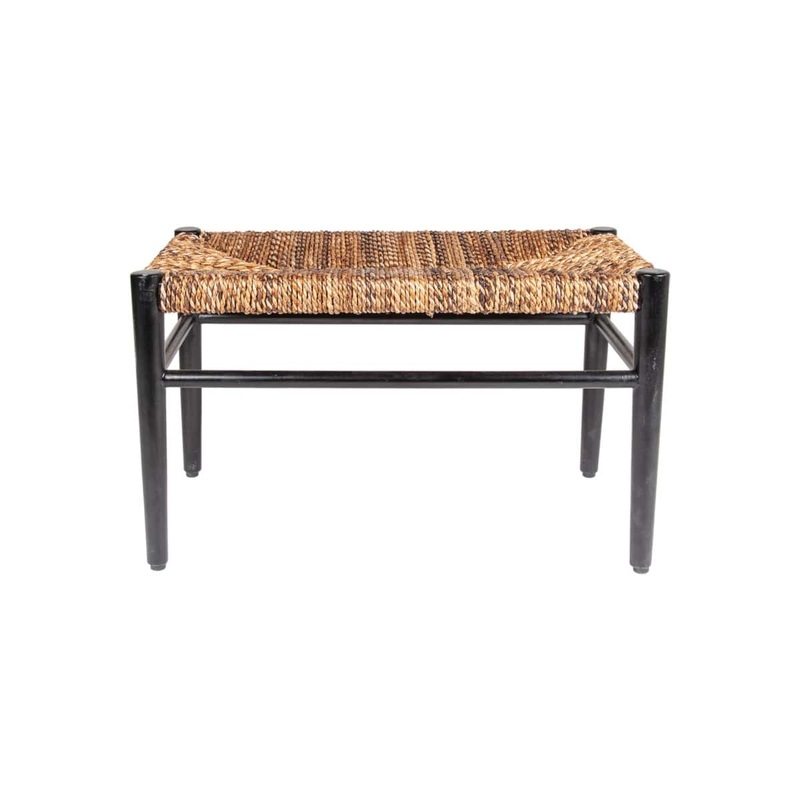 29.5" Damen Abaca Bench, Black And Natural-Mahogany/ Abaca by Jeffan
