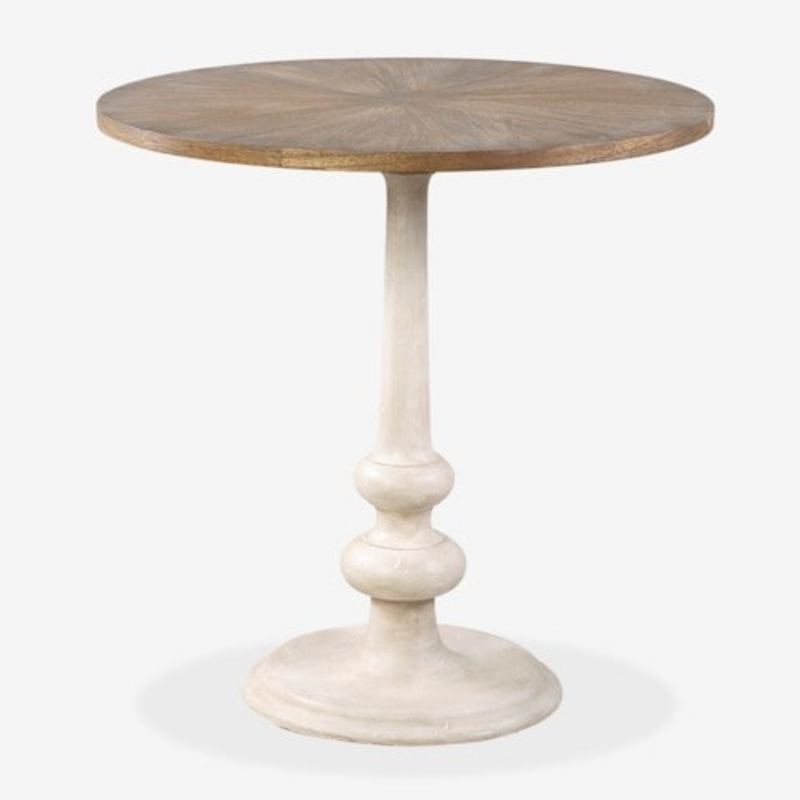 29.5" Perry Bayur/ Mindi Wood Accent Table, Cream by Jeffan