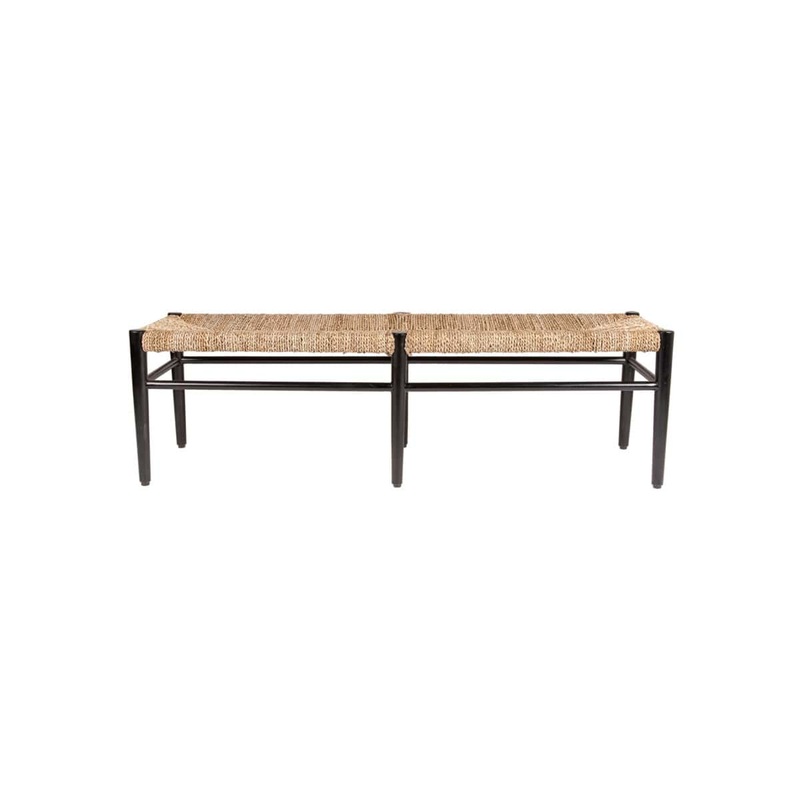 59" Adler Mahogany / Seagrass Bench, Black and Natural by Jeffan