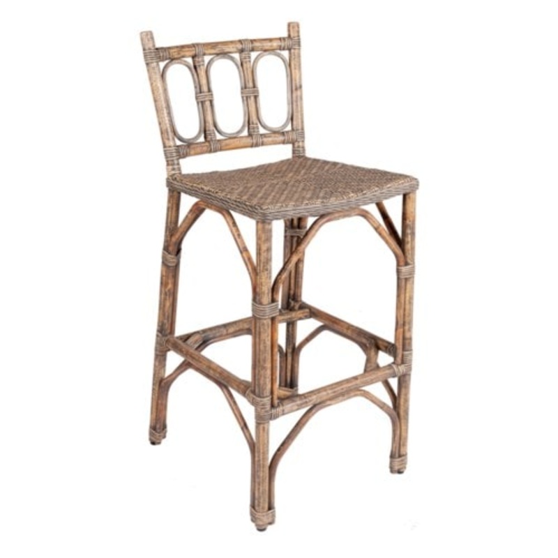 Fela Rattan Barstool, Grey Wash by Jeffan