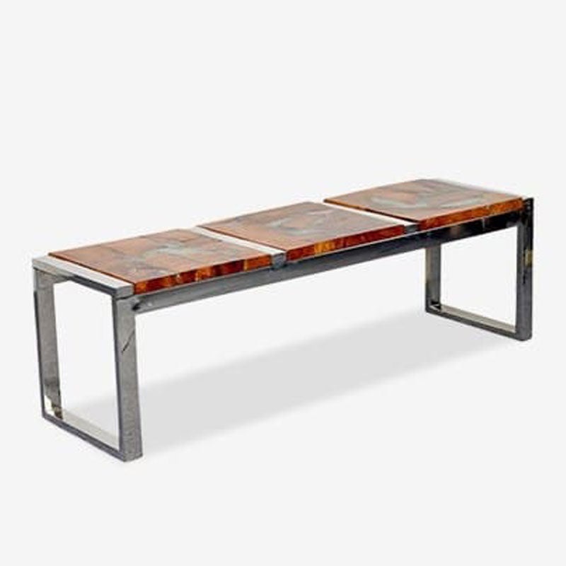 (LS) Uptown Icy wood bench -Natural resin Color by Jeffan