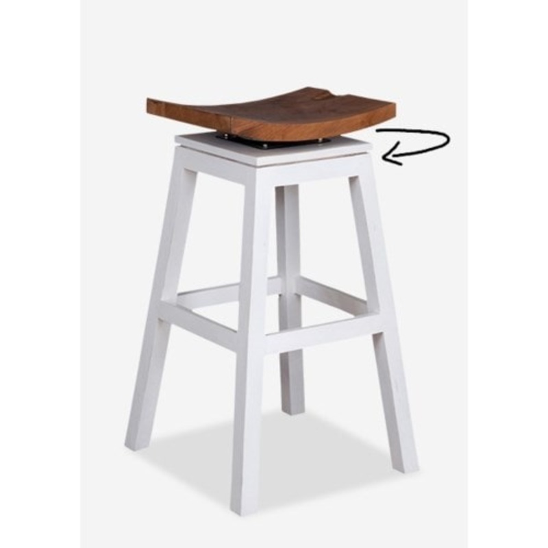 Organic Teak Wood Barstool-Solid White by Jeffan