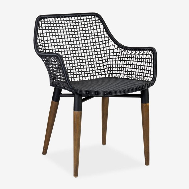 Outdoor Mercury Arm Chair With Wood-Teak, Iron, Polypeel Accents Legs Synthetic Rattan by Jeffan