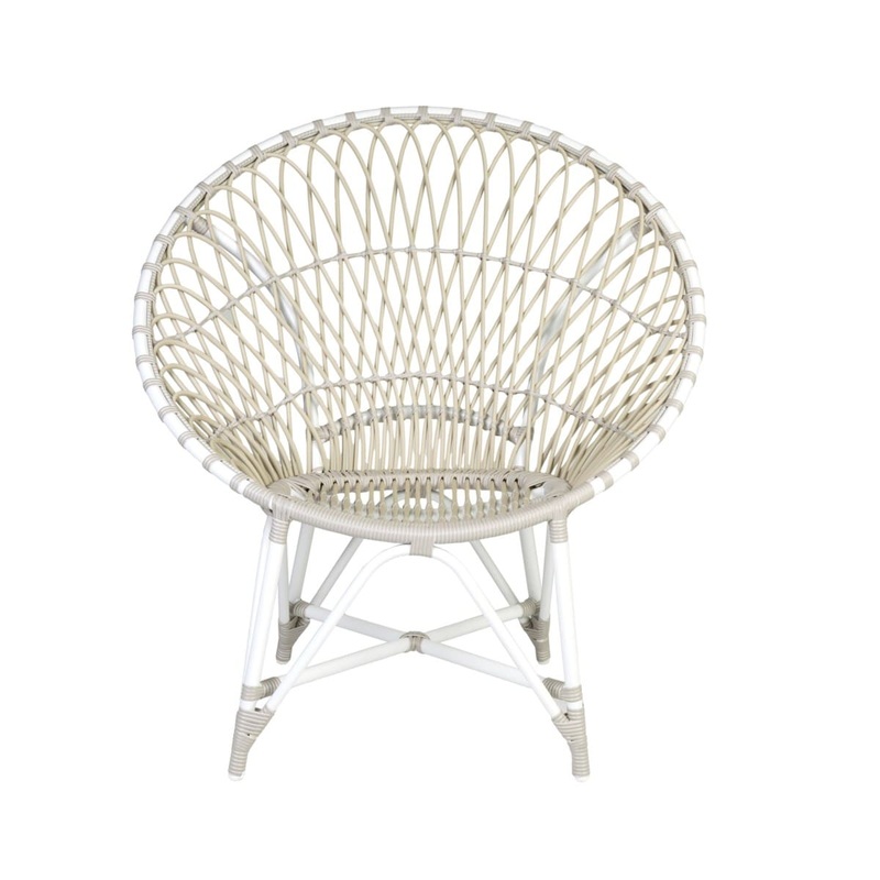 St Lucia Outdoor Rattan Synthetic Round Chair - White/Taupe by Jeffan