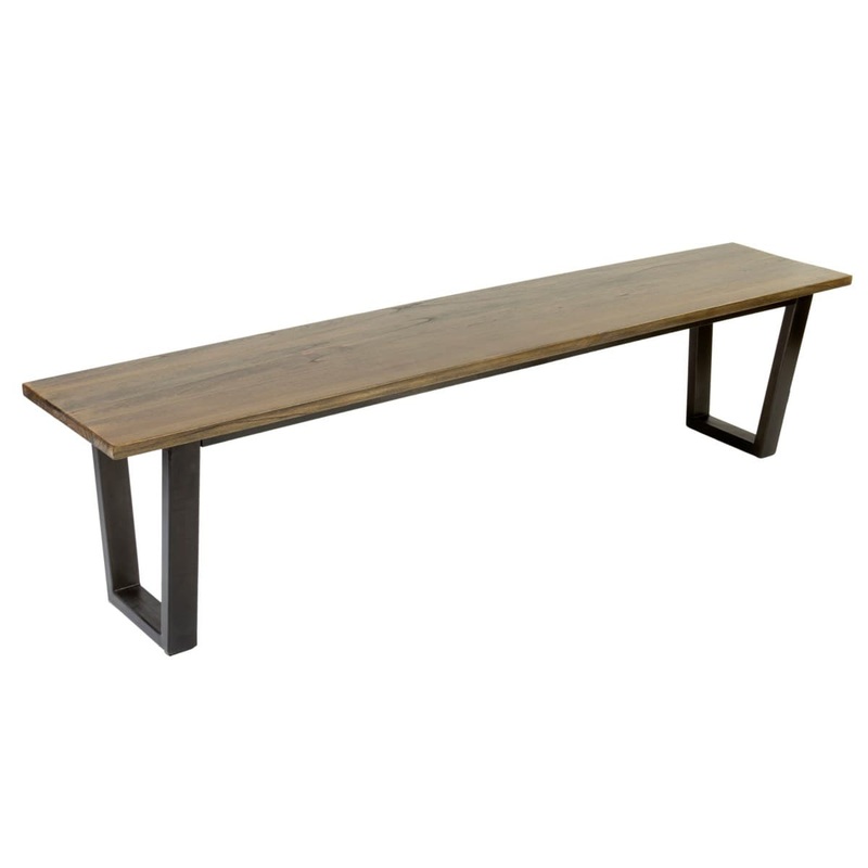 Thomas 75" wood bench with metal base - K/D by Jeffan