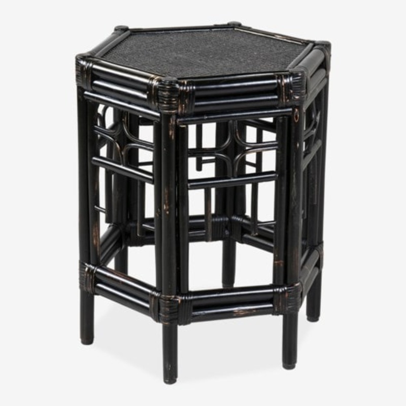 Wren Chippendale Rattan Side Table, Black