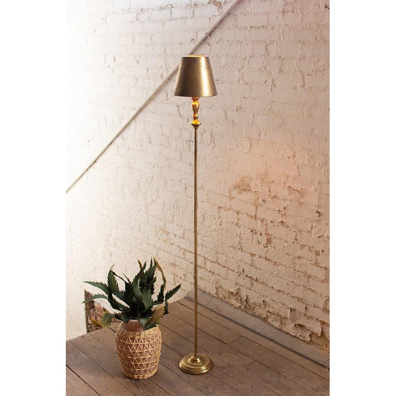 Antique Gold Floor Lamp With Metal Shade By Kalalou