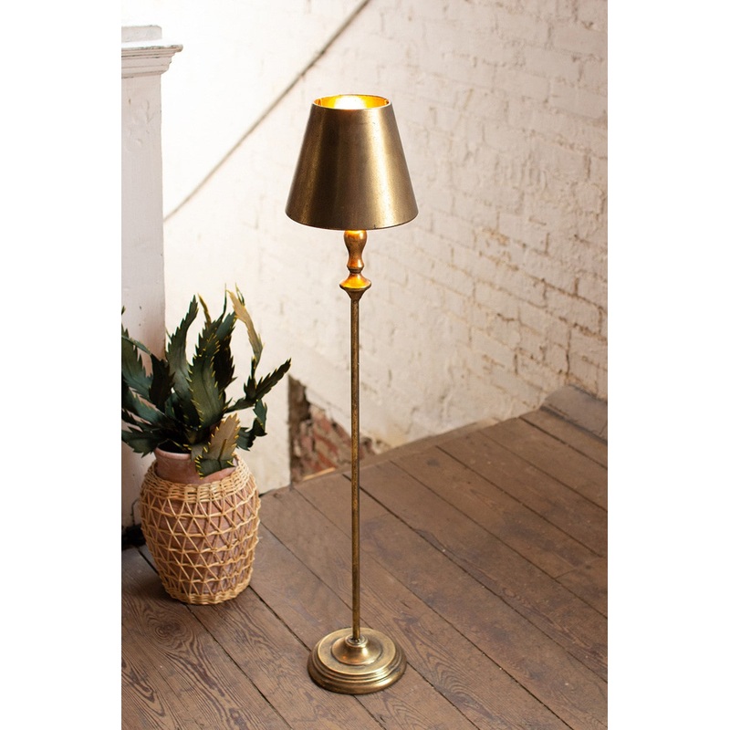 Antique Gold Table Lamp With Metal Shade By Kalalou