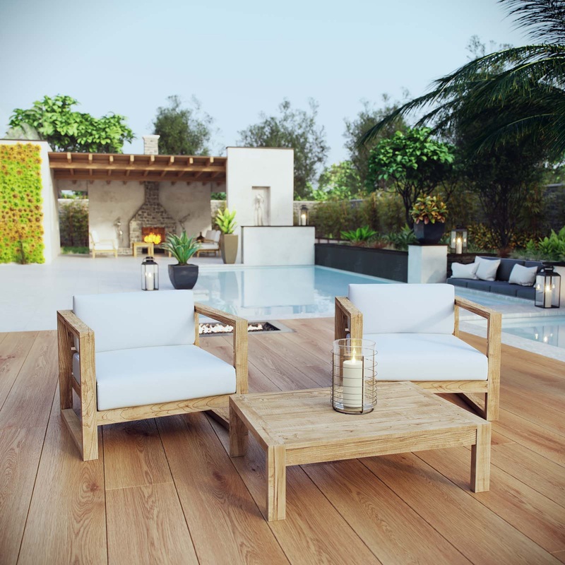 Modway Upland 3 Piece Outdoor Patio Teak Set-EEI-3114 - EEI-3114