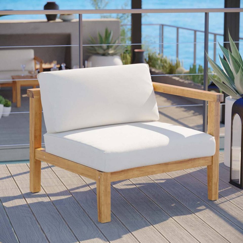 Modway Bayport Outdoor Patio Teak Wood Right-Arm Chair - EEI-4129
