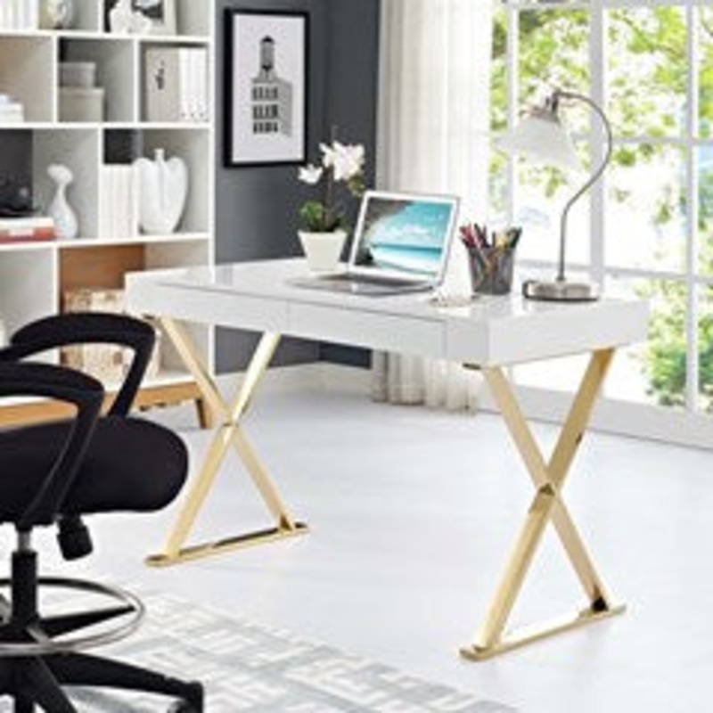 Modway Sector Office Desk in White Gold - EEI-3030