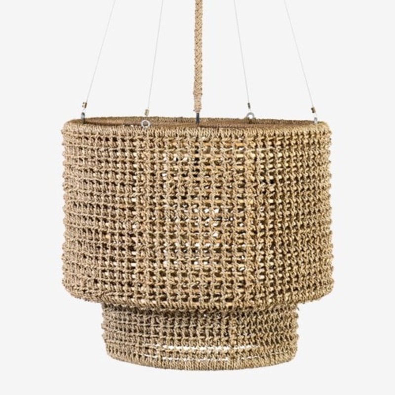 24" Sultan Woven Rope Chandelier, Natural - Small by Jeffan