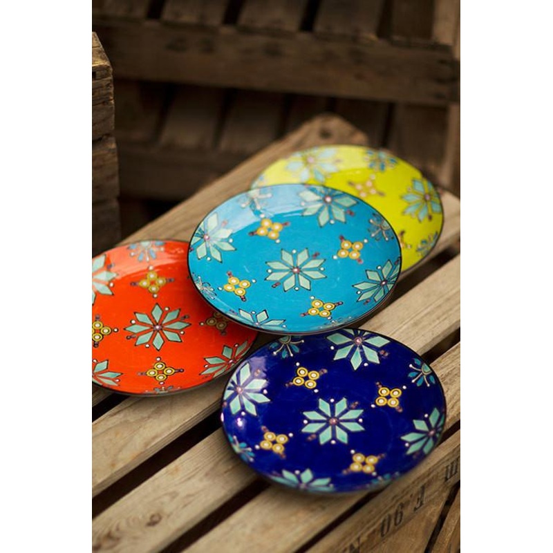 Vagabond Vintage Handpainted Bright Ceramic Plates