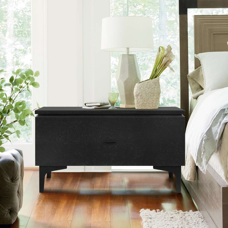 Legend Black Glaze Ash Veneer 1 Drawer Nightstand with Metal Legs By Armen Living