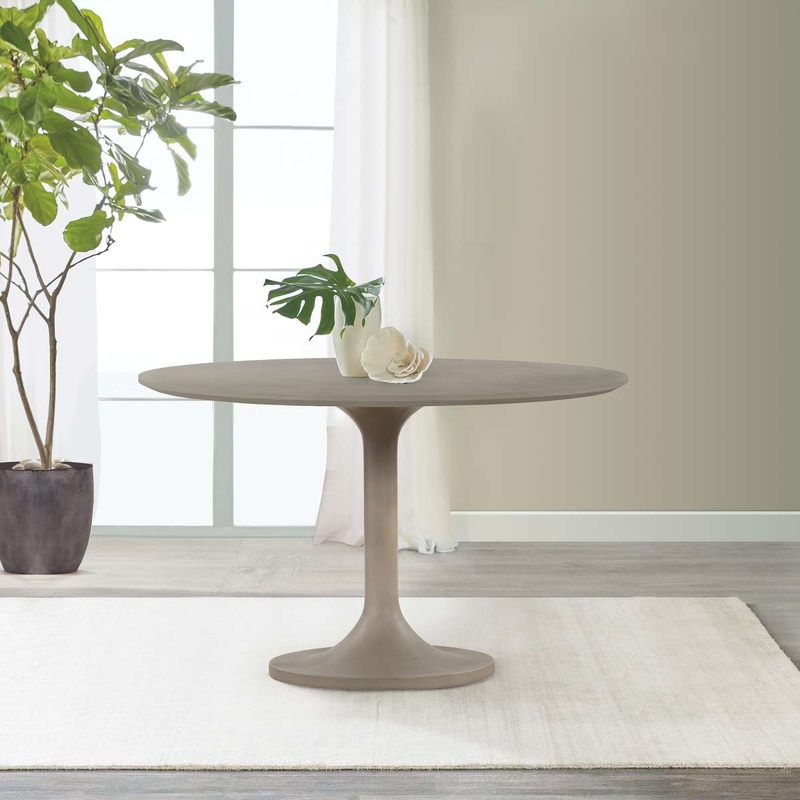 Pippa Concrete and Metal Tulip Round Dining Table By Armen Living