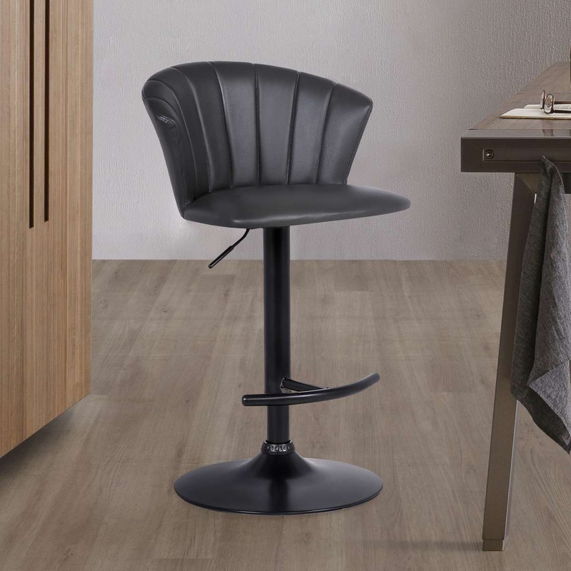 Raquel Adjustable Modern Gray Faux Leather Bar Stool By Armen Living