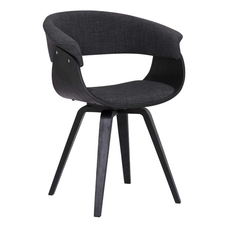 Summer Contemporary Dining Chair in Black Brush Wood Finish and Charcoal Fabric By Armen Living