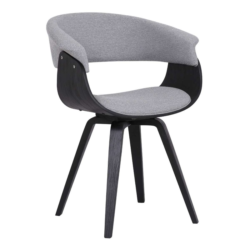 Summer Contemporary Dining Chair in Black Brush Wood Finish and Gray Fabric By Armen Living