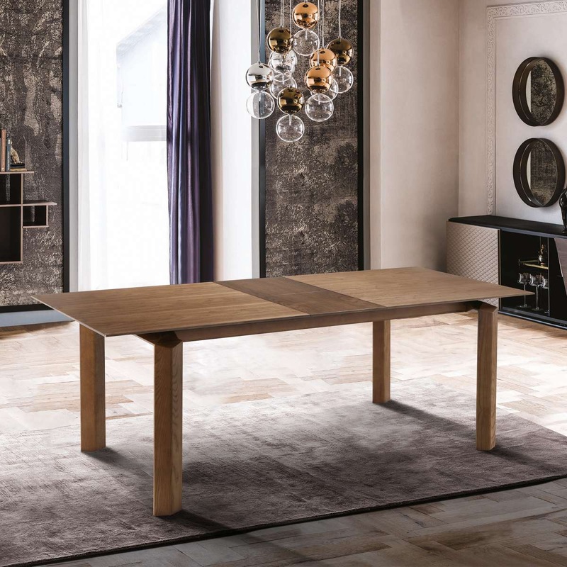 Treviso Mid-Century Extension Dining Table in Walnut Finish and Top By Armen Living
