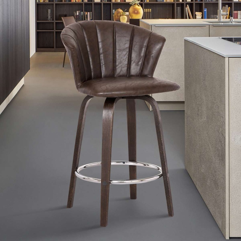 Connie 26" Modern Brown Faux Leather Bar Stool By Armen Living