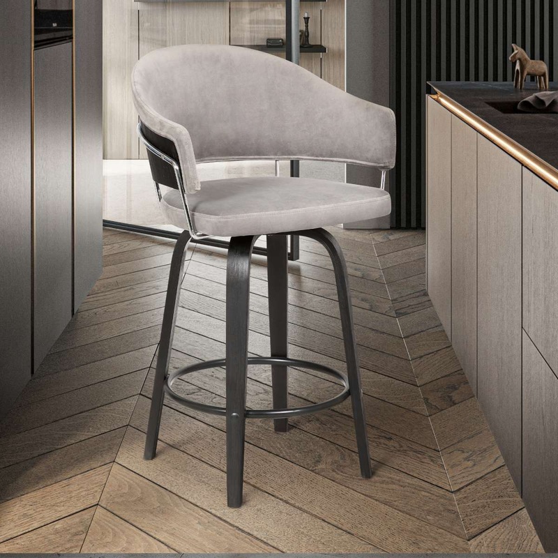 Doral 26" Barstool Black Brushed Wood By Armen Living