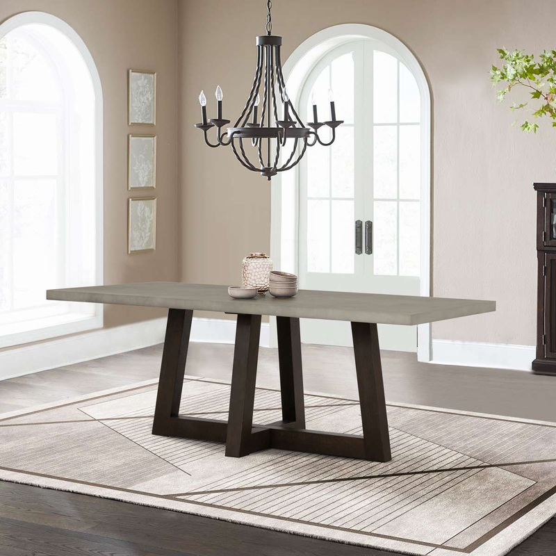 Elodie Gray Concrete and Dark Gray Oak Rectangle Dining Table By Armen Living