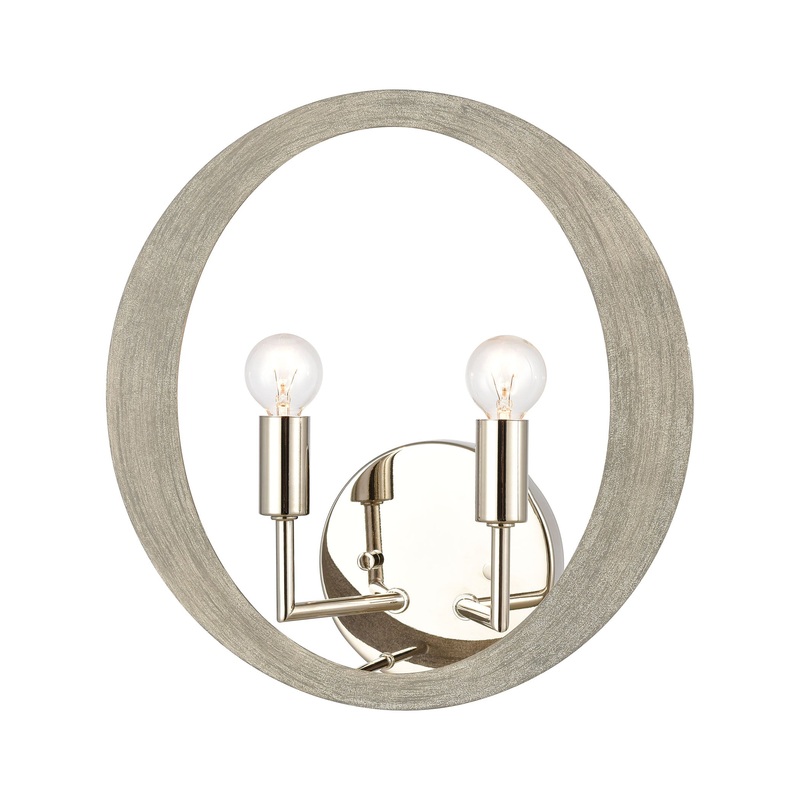 Retro Rings 2-Light sconce in Sandy Beechwood / Polished Nickel ELK Lighting