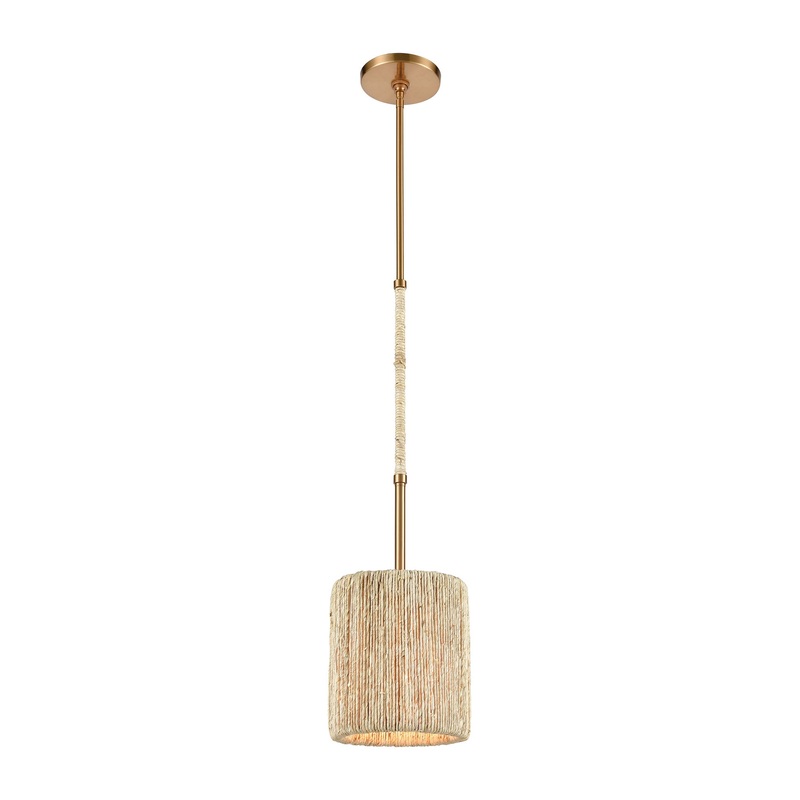 Abaca 1-Light Mini Pendant in Satin Brass with Abaca Rope ELK Lighting