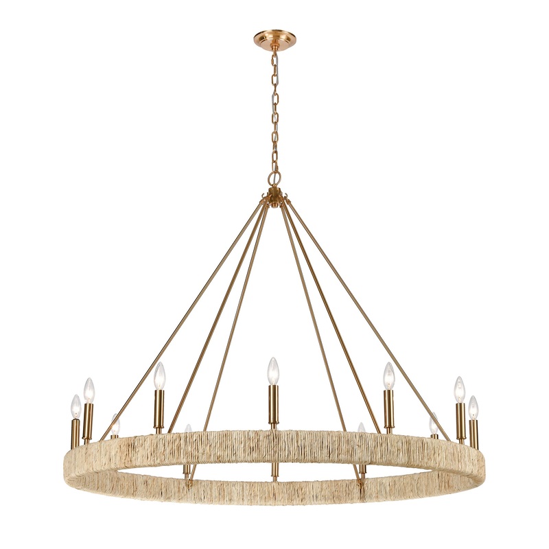 Abaca 12-Light Chandelier in Satin Brass ELK Lighting