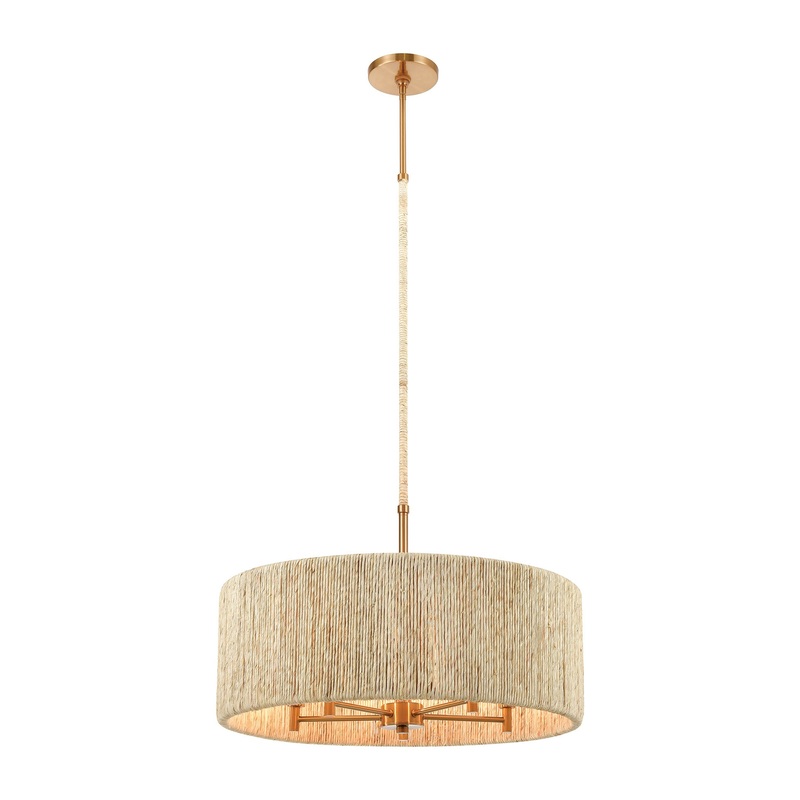 Abaca 5-Light Chandelier in Satin Brass with Abaca Rope ELK Lighting