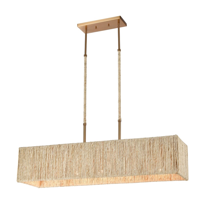 Abaca 5-Light Linear Chandelier in Satin Brass with Abaca Rope ELK Lighting