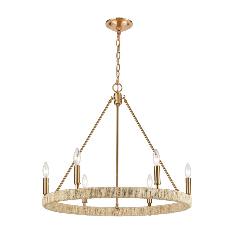 Abaca 6-Light Chandelier in Satin Brass ELK Lighting