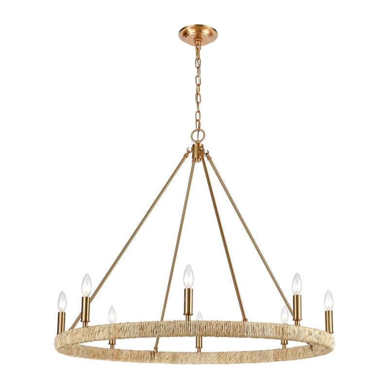 Abaca 8-Light Chandelier in Satin Brass ELK Lighting
