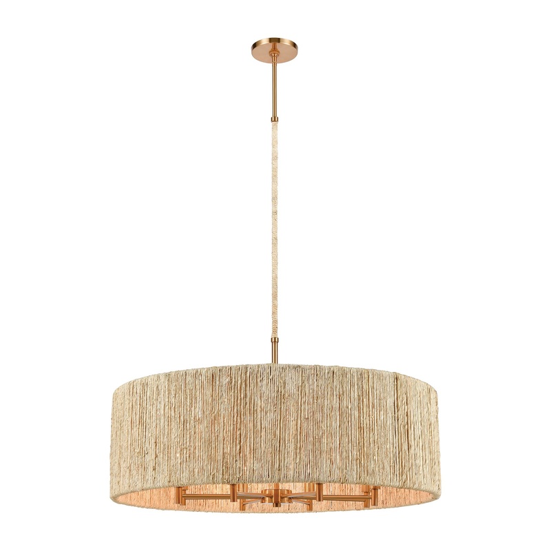 Abaca 8-Light Chandelier in Satin Brass with Abaca Rope ELK Lighting