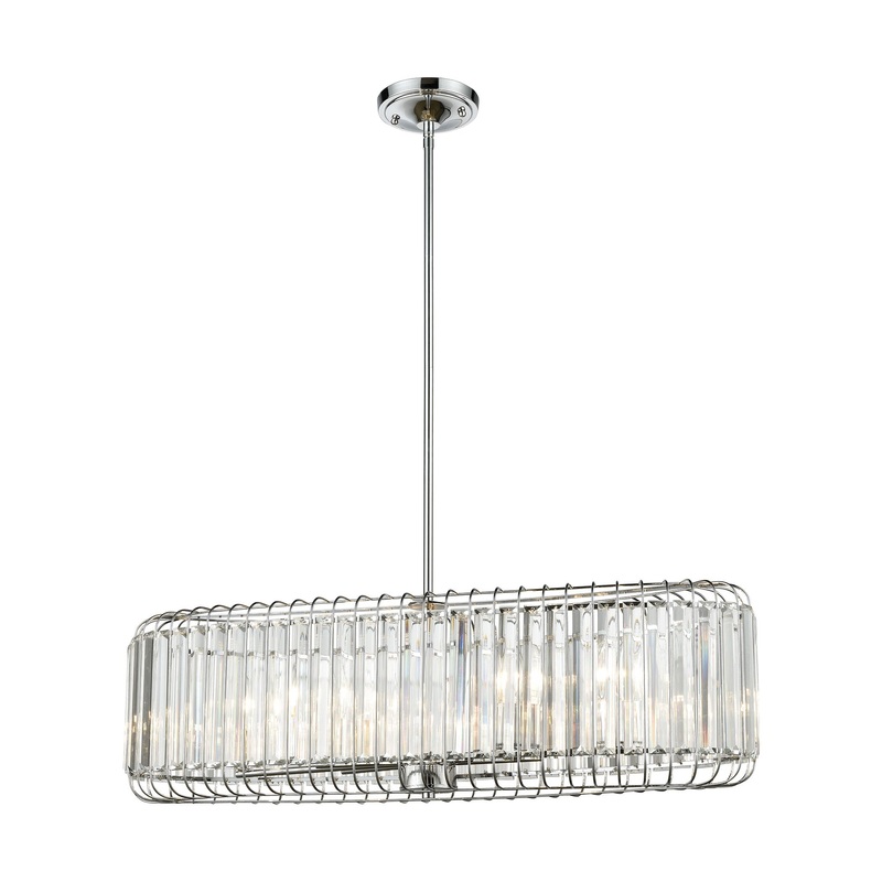 Beaumont 6-Light Linear Chandelier in Polished Chrome with Clear Crystal ELK Lighting