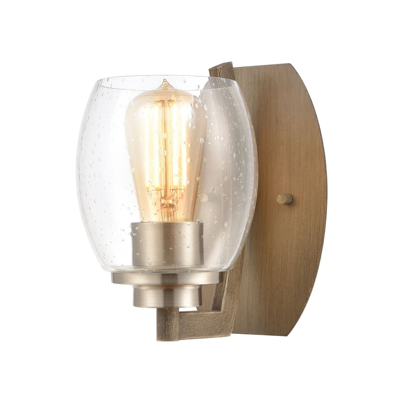 Bixler 1-Light Sconce in Light Wood with Seedy Glass ELK Lighting
