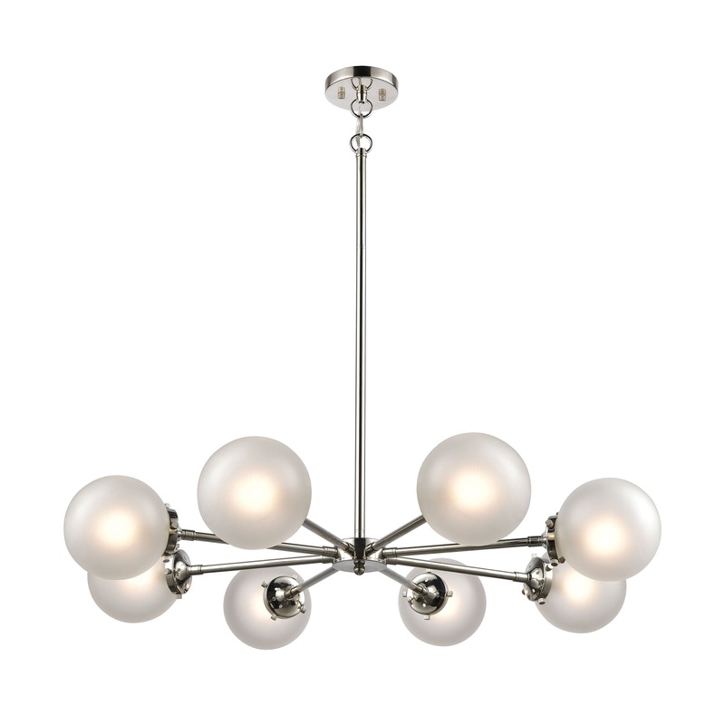 Boudreaux 8-Light Chandelier in Polished Nickel with Frosted ELK Lighting
